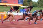 Ashleigh Nelson (nearest) and Asha Philip in the womens 100 metres at the Sainsbury's Birmingham Grand Prix. Photos: David T. Hewitson/Sports for All Pics